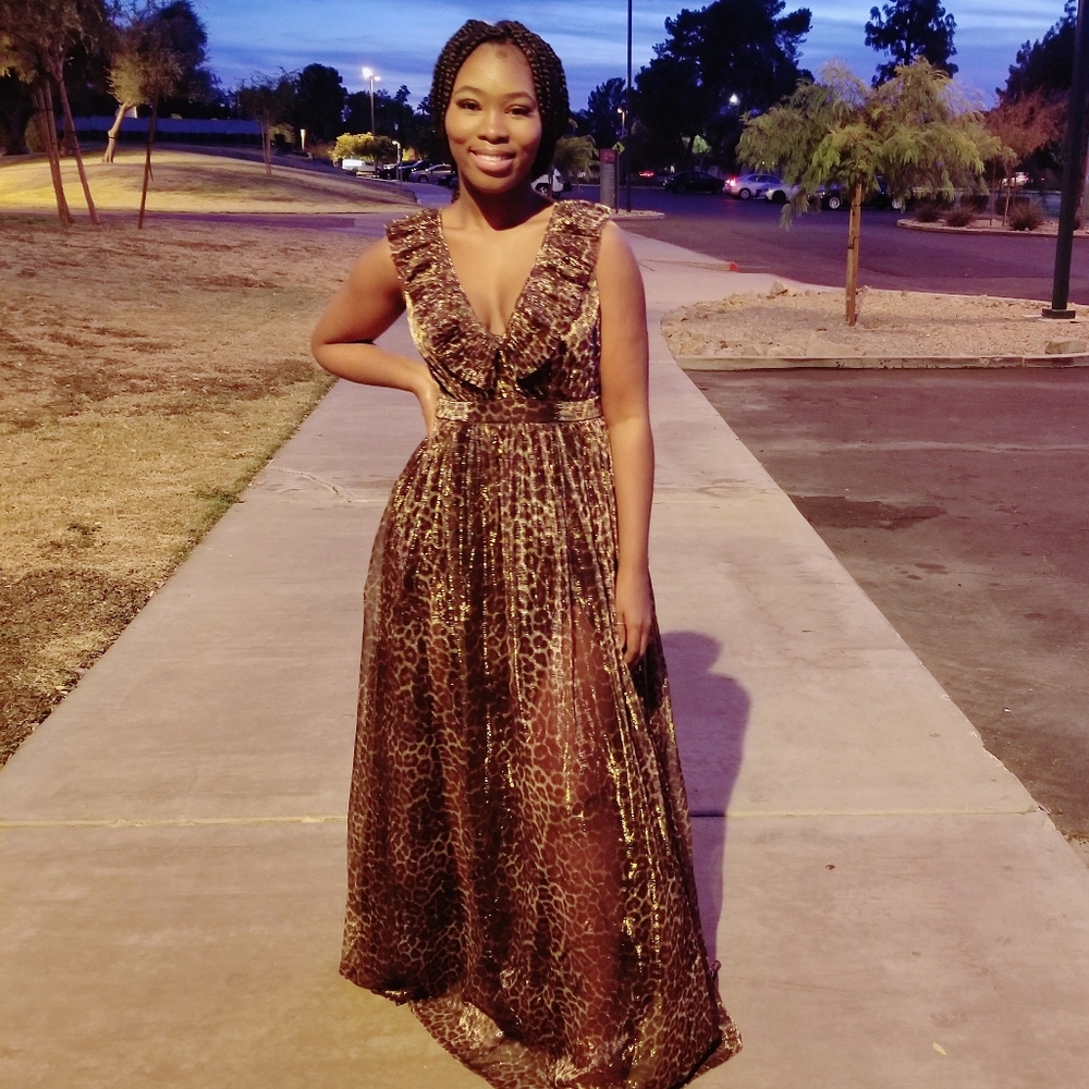 Animal chiffon Ruffle Dress - Picture 2 of 5